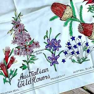 Rare Australian wildflowers vintage boho floral scarf/wrap prairie country vibe